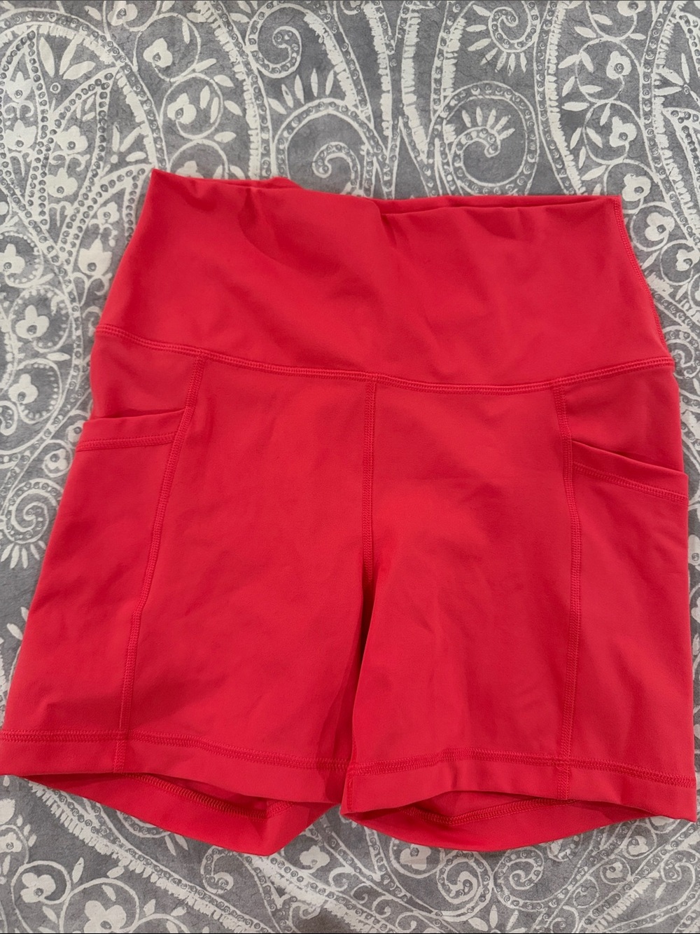 Yogalicious Coral High-Rise Bike Shorts with Side Pockets